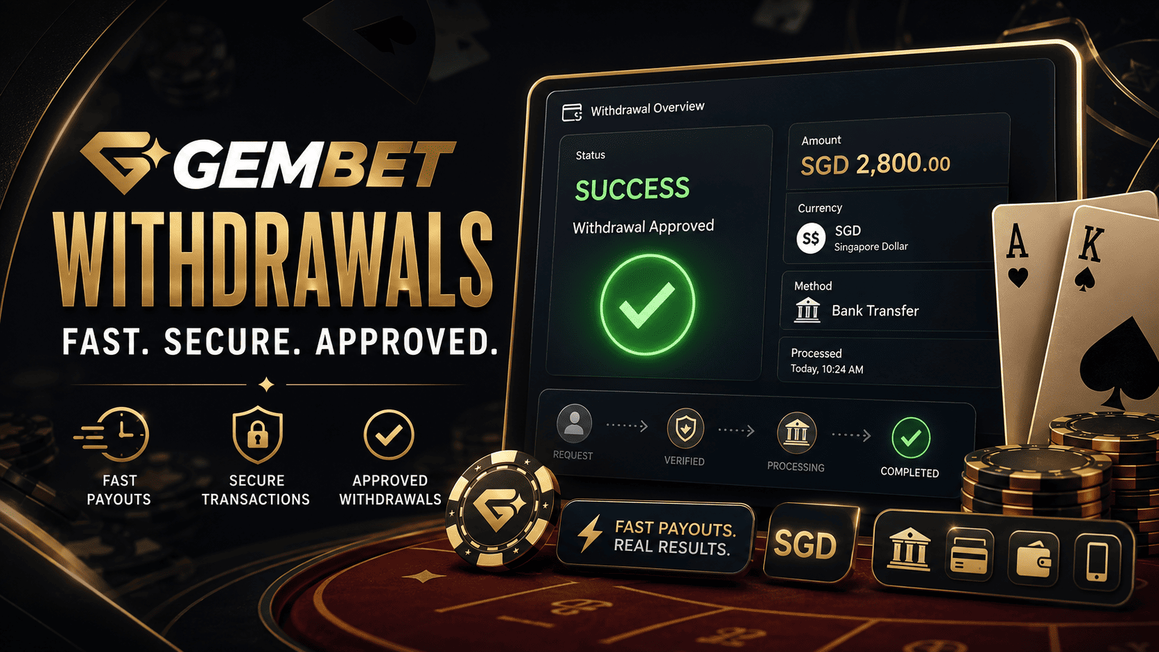 Withdrawal guide for Gembet Singapore with fast payout and casino payment approval tips