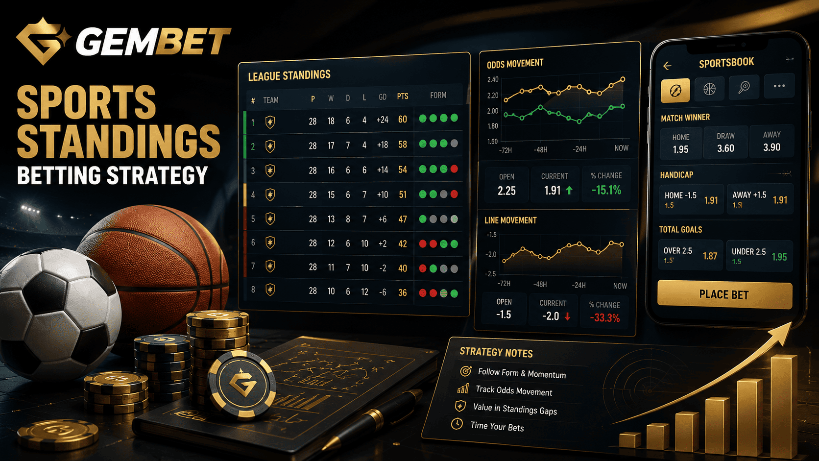 Sports Standings betting strategy with league tables odds and smarter sports betting signals