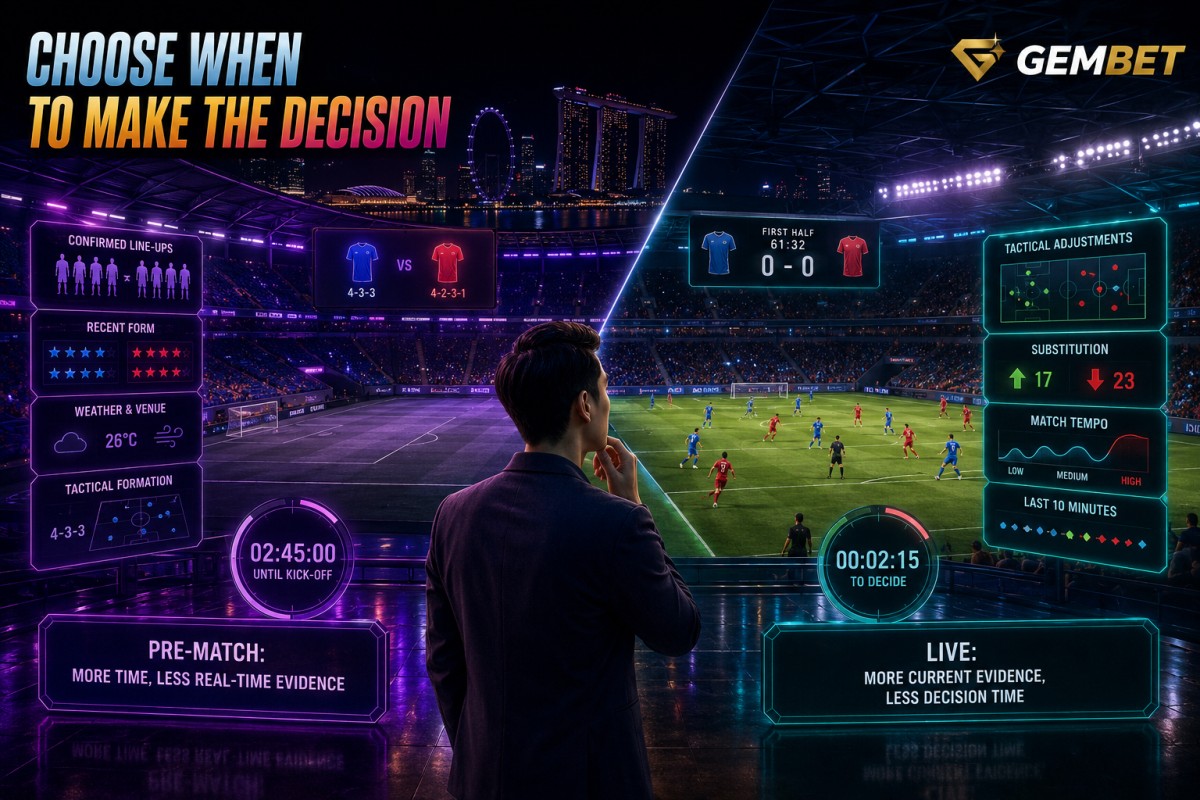 Sports betting comparison between pre-match and live options
