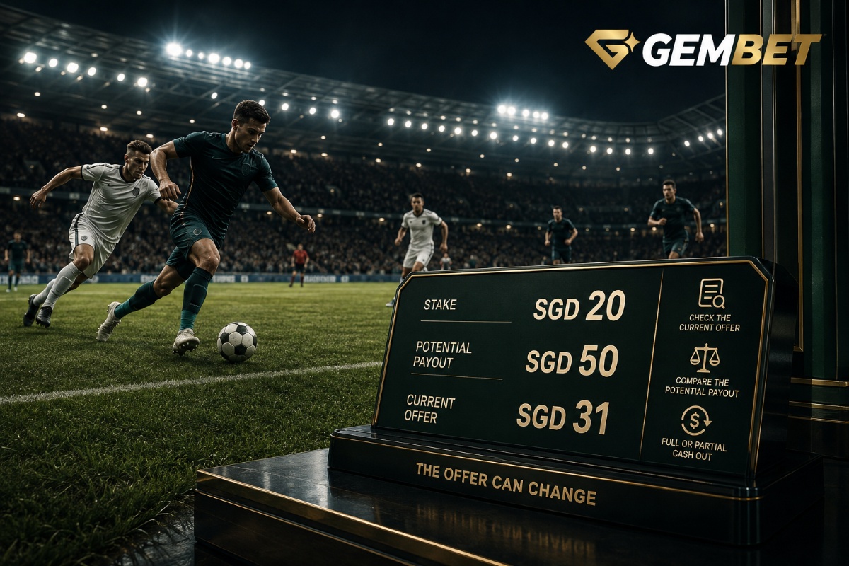Cash out betting guide showing stake potential payout and current offer