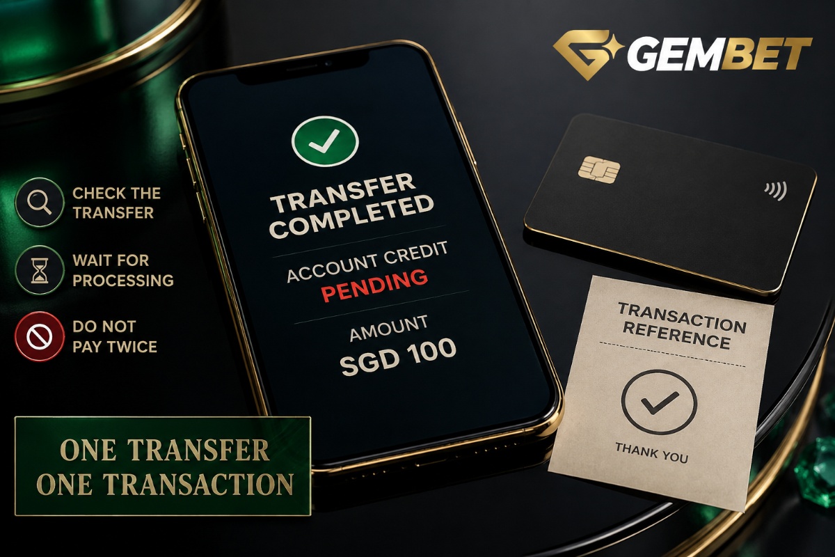 Deposit pending payment guide showing a completed bank transfer awaiting account credit