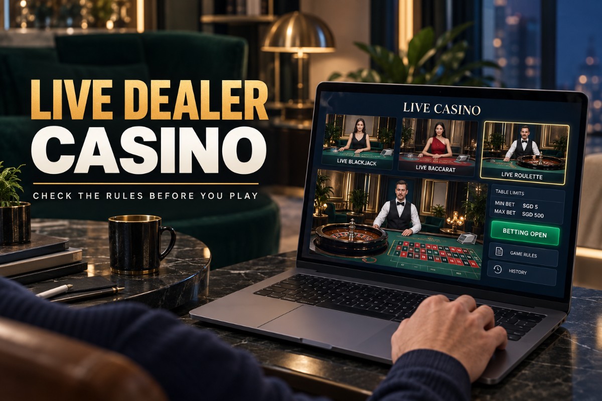 Live Dealer Casino guide showing blackjack, baccarat and roulette table options