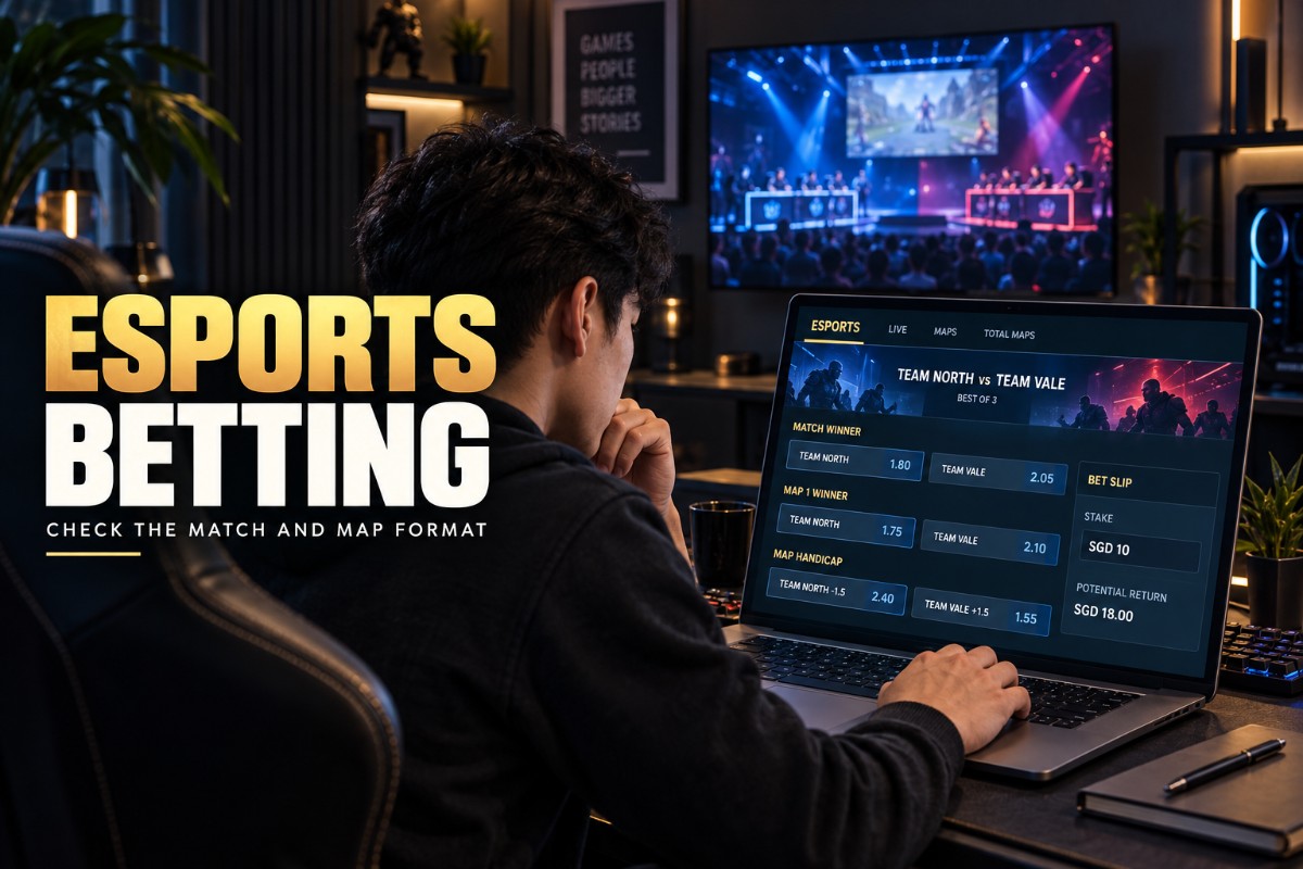 Esports Betting guide showing match, map and live esports markets