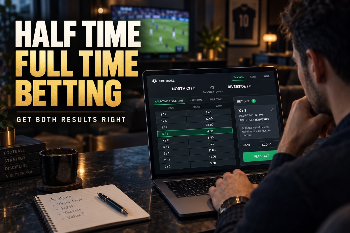 Half Time Full Time Betting guide showing half-time and final football results